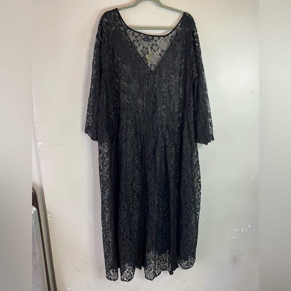 HolyClothing Black Lace Maxi Dress 5X NWT Renaissance Goth Witchy Plus Size - Picture 5 of 16